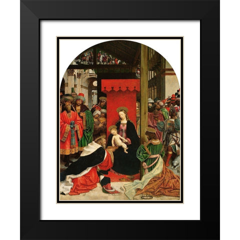 Adoration of the Magi Black Modern Wood Framed Art Print with Double Matting by Ferrari, Defendente