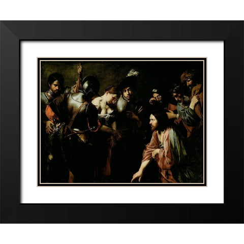 Christ and the Adulteress Black Modern Wood Framed Art Print with Double Matting by de Boulogne, Valentin