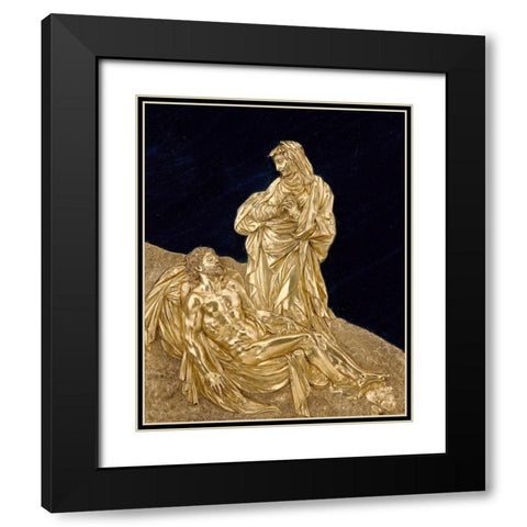Virgin Mourning the Dead Christ Black Modern Wood Framed Art Print with Double Matting by Targone, Cesare