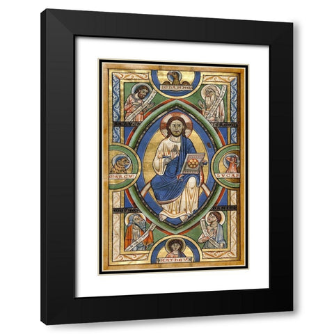 Christ in Majesty Black Modern Wood Framed Art Print with Double Matting by Unknown 12th Century Illuminator