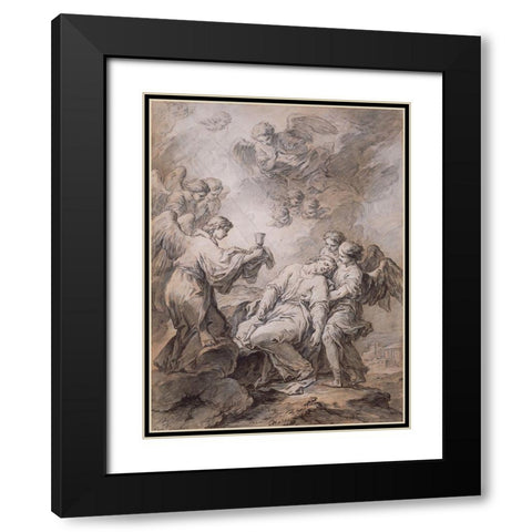 The Agony in the Garden Black Modern Wood Framed Art Print with Double Matting by Vanloo, Carle