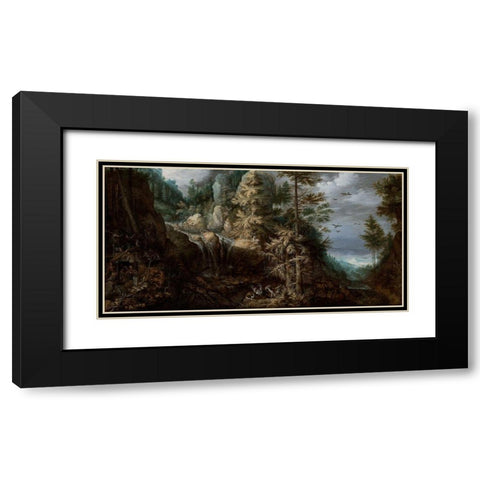 Landscape with the Temptation of Saint Anthony Black Modern Wood Framed Art Print with Double Matting by Savery, Roelandt