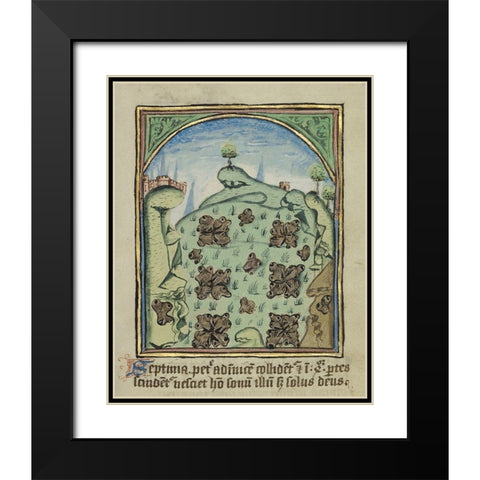 The Seventh Sign before the Day of Judgement Black Modern Wood Framed Art Print with Double Matting by Unknown 12th Century English Illuminator