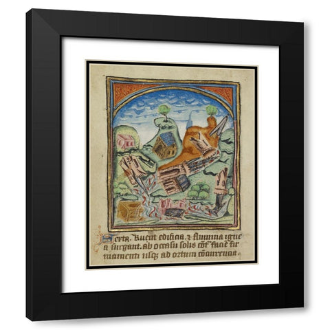 The Sixth Sign before the Day of Judgement Black Modern Wood Framed Art Print with Double Matting by Unknown 12th Century English Illuminator
