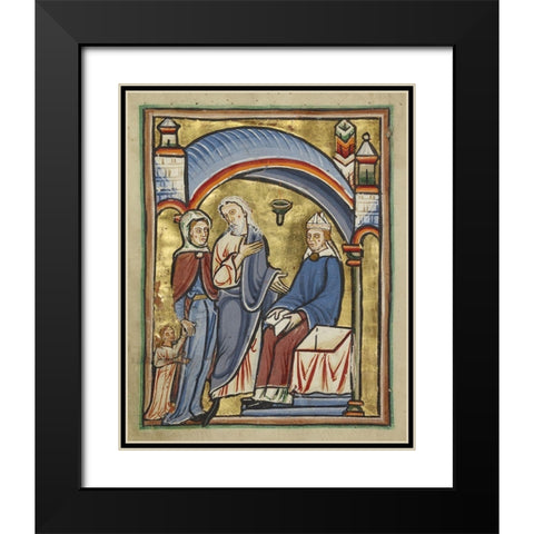 The Presentation of the Virgin in the Temple Black Modern Wood Framed Art Print with Double Matting by Unknown 12th Century English Illuminator