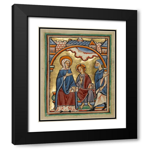 Christ Blessing His Parents Black Modern Wood Framed Art Print with Double Matting by Unknown 12th Century English Illuminator