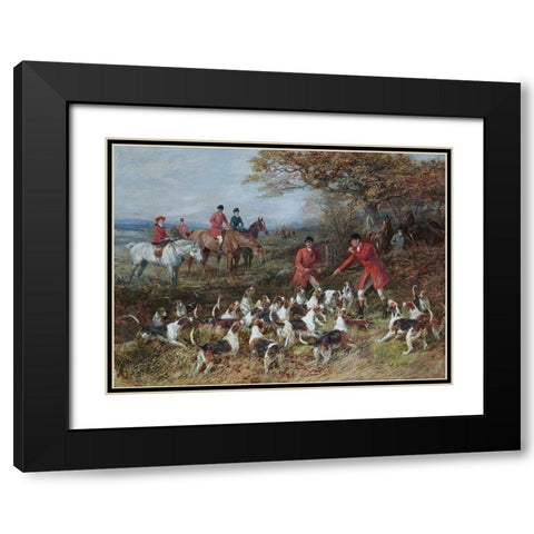 Hunters and Hounds Black Modern Wood Framed Art Print with Double Matting by Hardy, Heywood