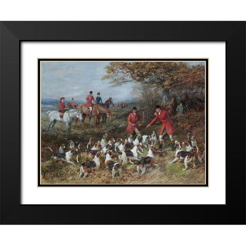 Hunters and Hounds Black Modern Wood Framed Art Print with Double Matting by Hardy, Heywood