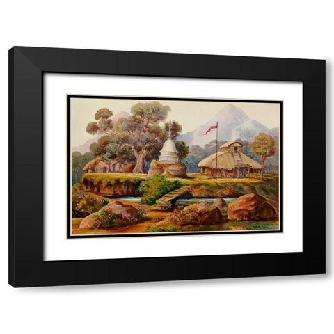 Buddha-Tempel bei Billahus-Oya Ceylon Black Modern Wood Framed Art Print with Double Matting by Haeckel, Ernst