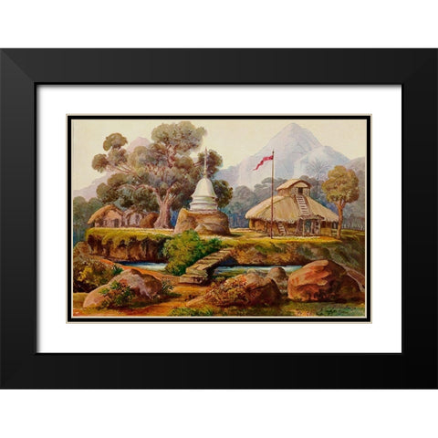 Buddha-Tempel bei Billahus-Oya Ceylon Black Modern Wood Framed Art Print with Double Matting by Haeckel, Ernst