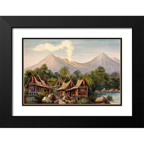 Vulkan Papandajan auf Java Black Modern Wood Framed Art Print with Double Matting by Haeckel, Ernst