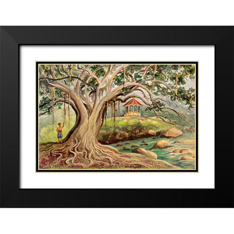 Gummibaum auf JavaÂ Ficus elasticaÂ in Buitenzorg Black Modern Wood Framed Art Print with Double Matting by Haeckel, Ernst