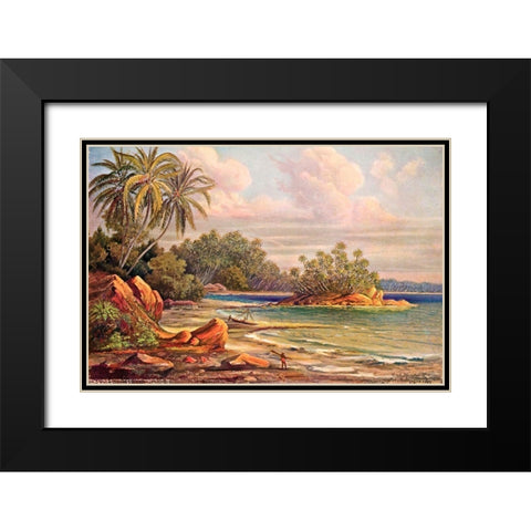 Cocos-Insel bei Belligemma (Gan-Duva) Ceylon Black Modern Wood Framed Art Print with Double Matting by Haeckel, Ernst