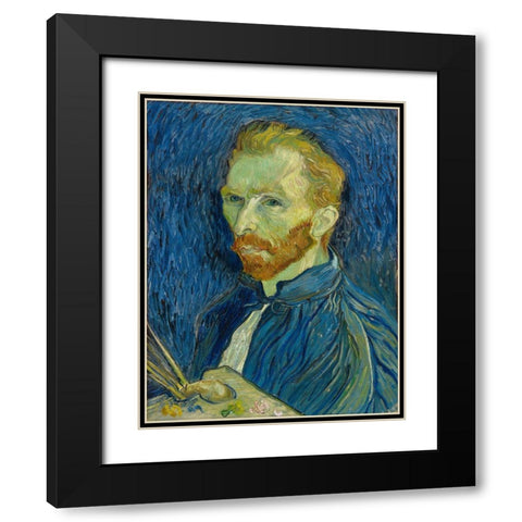 Self-Portrait, 1889 Black Modern Wood Framed Art Print with Double Matting by van Gogh, Vincent