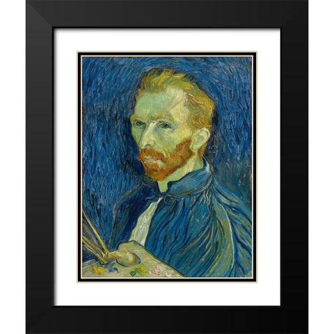 Self-Portrait, 1889 Black Modern Wood Framed Art Print with Double Matting by van Gogh, Vincent