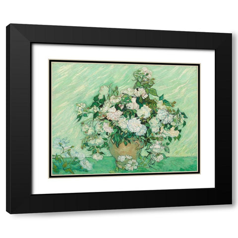 Roses, 1890 Black Modern Wood Framed Art Print with Double Matting by van Gogh, Vincent