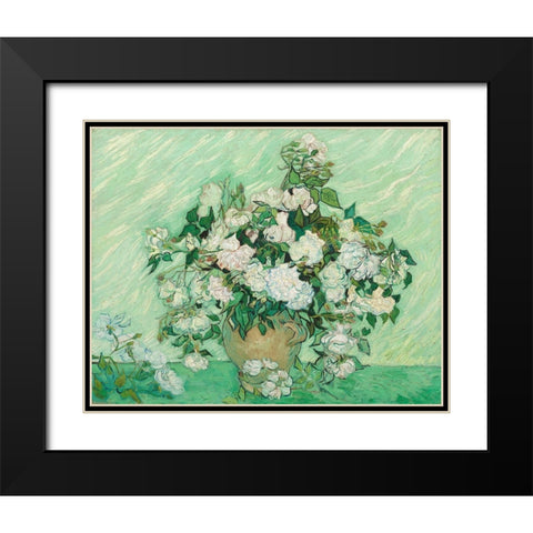 Roses, 1890 Black Modern Wood Framed Art Print with Double Matting by van Gogh, Vincent