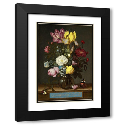 Bouquet of Flowers in a Glass Vase, 1621 Black Modern Wood Framed Art Print with Double Matting by Bosschaert, Ambrosius