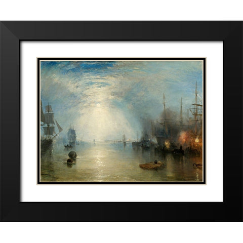 Keelmen Heaving in Coals by Moonlight, 1835 Black Modern Wood Framed Art Print with Double Matting by Mallord, Joseph