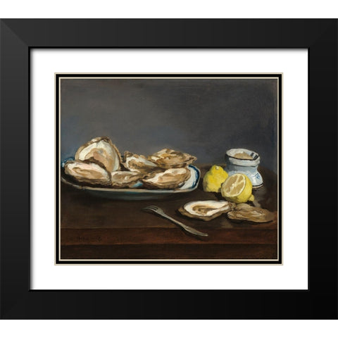 Oysters Black Modern Wood Framed Art Print with Double Matting by Manet, Edouard