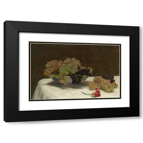 Still Life with Grapes and a Carnation, c. 1880 Black Modern Wood Framed Art Print with Double Matting by Fantin-Latour, Henri