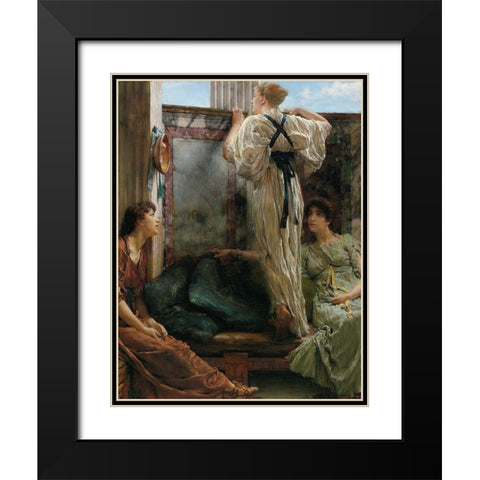 Who Is It?, 1863 Black Modern Wood Framed Art Print with Double Matting by Alma-Tadema, Sir Lawrence