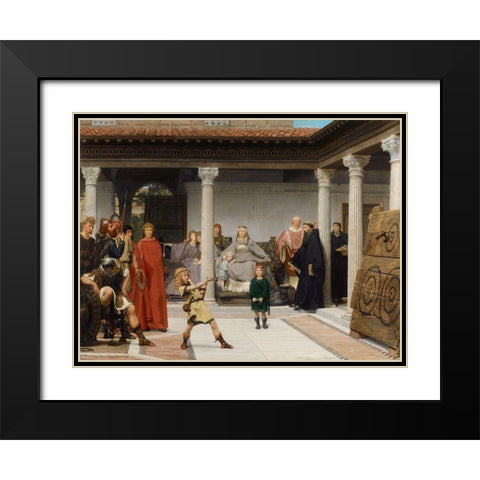 The Education of the Children of Clovis, 1861 Black Modern Wood Framed Art Print with Double Matting by Alma-Tadema, Sir Lawrence