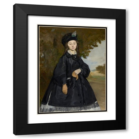 Portrait of Madame Brunet Black Modern Wood Framed Art Print with Double Matting by Manet, Edouard