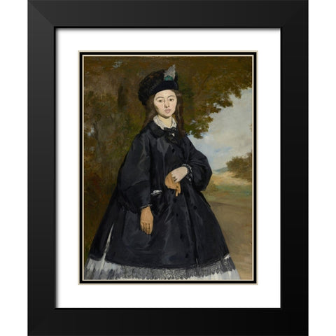 Portrait of Madame Brunet Black Modern Wood Framed Art Print with Double Matting by Manet, Edouard