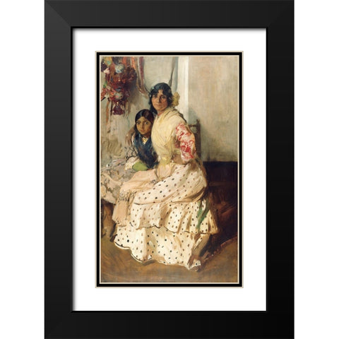 Pepilla the Gypsy and Her Daughter Black Modern Wood Framed Art Print with Double Matting by Y Bastida, Joaquin Sorolla