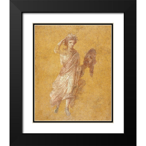 Fragment of a Yellow Fresco Panel with Muse Black Modern Wood Framed Art Print with Double Matting by Unknown 1st Century Roman Artisan