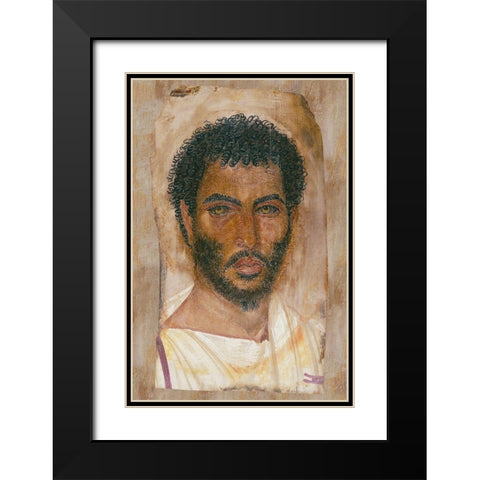 Mummy Portrait of a Bearded Man Black Modern Wood Framed Art Print with Double Matting by Unknown 2nd Century Romano-Egyptian Artisan