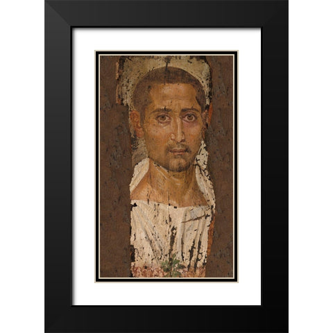 Mummy Portrait of a Bearded Man Black Modern Wood Framed Art Print with Double Matting by Unknown 3rd Century Romano-Egyptian Artisan