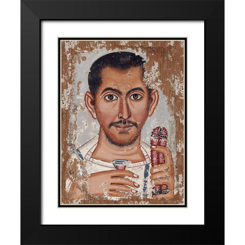 Mummy Portrait of a Bearded Man Black Modern Wood Framed Art Print with Double Matting by The Brooklyn Painter