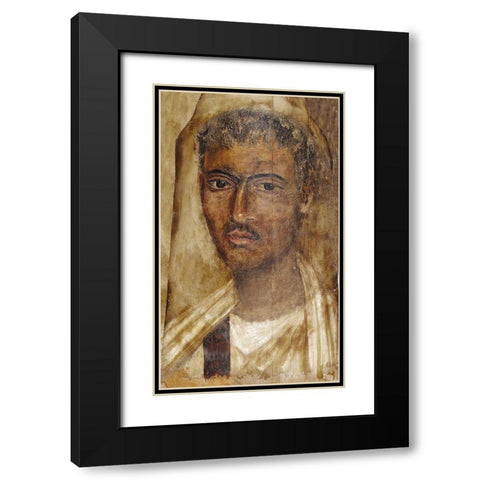 Mummy Portrait of a Man Black Modern Wood Framed Art Print with Double Matting by Unknown 2nd Century Romano-Egyptian Artisan