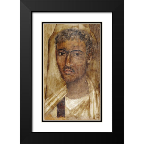 Mummy Portrait of a Man Black Modern Wood Framed Art Print with Double Matting by Unknown 2nd Century Romano-Egyptian Artisan