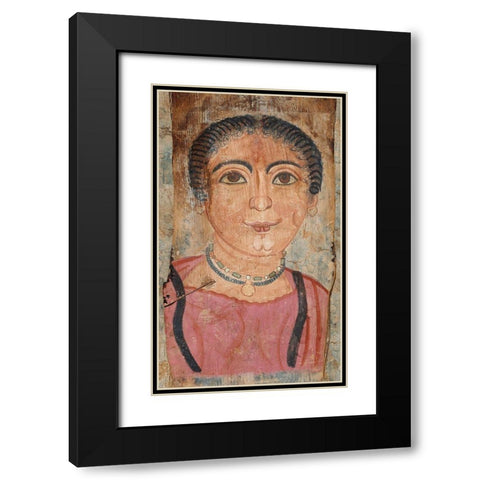 Mummy Portrait of a Woman Black Modern Wood Framed Art Print with Double Matting by Unknown 2nd Century Romano-Egyptian Artisan