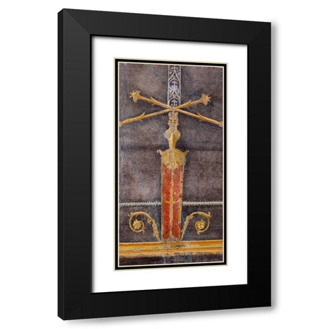 Wall Fragment with Architectural Motifs on Black Ground Black Modern Wood Framed Art Print with Double Matting by Unknown 1st Century Roman Artisan