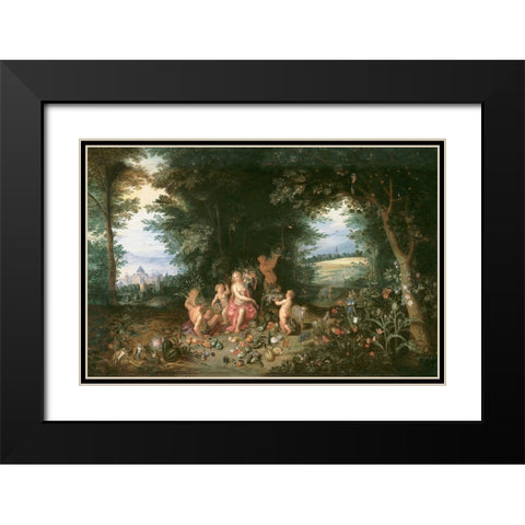 Landscape with Ceres (Allegory of Earth) Black Modern Wood Framed Art Print with Double Matting by Brueghel, Jan the Younger