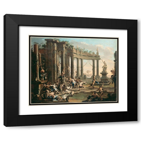Bacchanale Black Modern Wood Framed Art Print with Double Matting by Magnasco, Alessandro