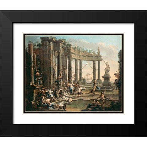 Bacchanale Black Modern Wood Framed Art Print with Double Matting by Magnasco, Alessandro