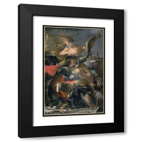Allegory of Fortune Black Modern Wood Framed Art Print with Double Matting by Rosa, Salvator