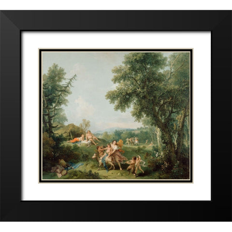 Landscape with the Education of Bacchus Black Modern Wood Framed Art Print with Double Matting by Zuccarelli, Francesco