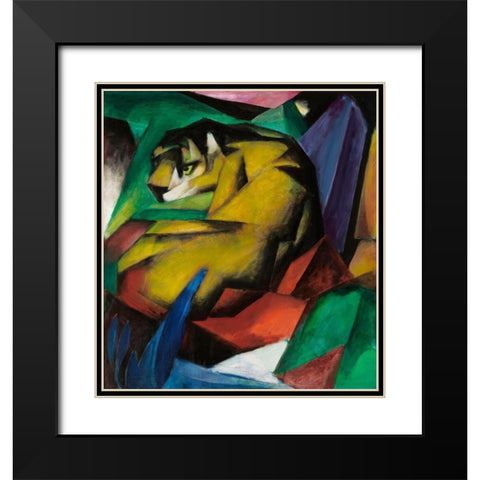 The Tiger, 1912 Black Modern Wood Framed Art Print with Double Matting by Marc, Franz