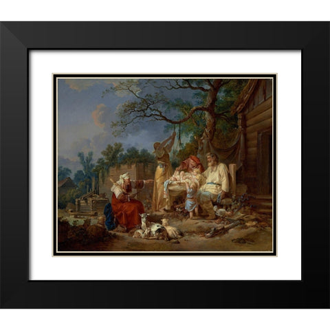 The Russian Cradle Black Modern Wood Framed Art Print with Double Matting by Le Prince, Jean-Baptiste