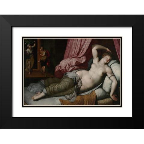 Paris Being Admitted to the Bedchamber of Helen Black Modern Wood Framed Art Print with Double Matting by de Backer, Jacob