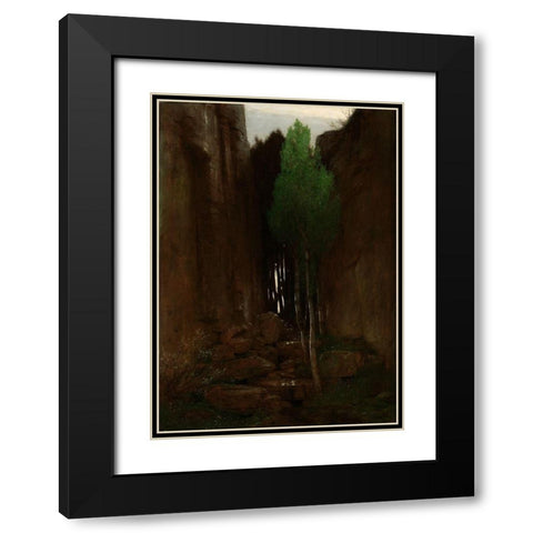Quell in einer Felsschlucht (Spring in a Narrow Gorge) Black Modern Wood Framed Art Print with Double Matting by Boulin, Arnold