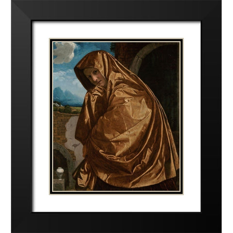 Saint Mary Magdalene at the Sepulchre Black Modern Wood Framed Art Print with Double Matting by Savoldo, Giovanni Girolamo
