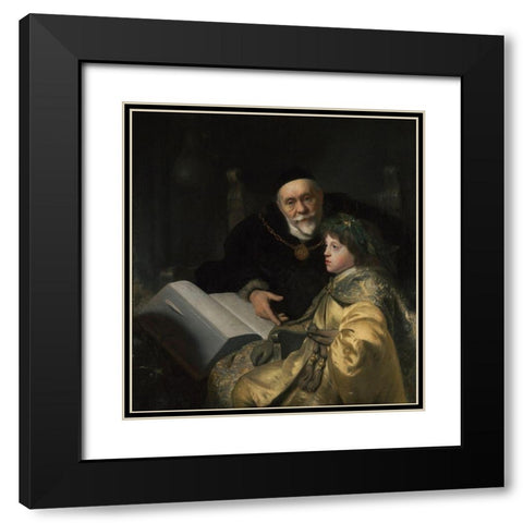 Prince Charles Louis of the Palatinate with his Tutor Wolrad von Plessen in Historical Dress Black Modern Wood Framed Art Print with Double Matting by Lievens, Jan