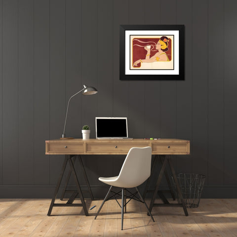 Rajah Black Modern Wood Framed Art Print with Double Matting by Meunier, Henri Georges Jean Isidore